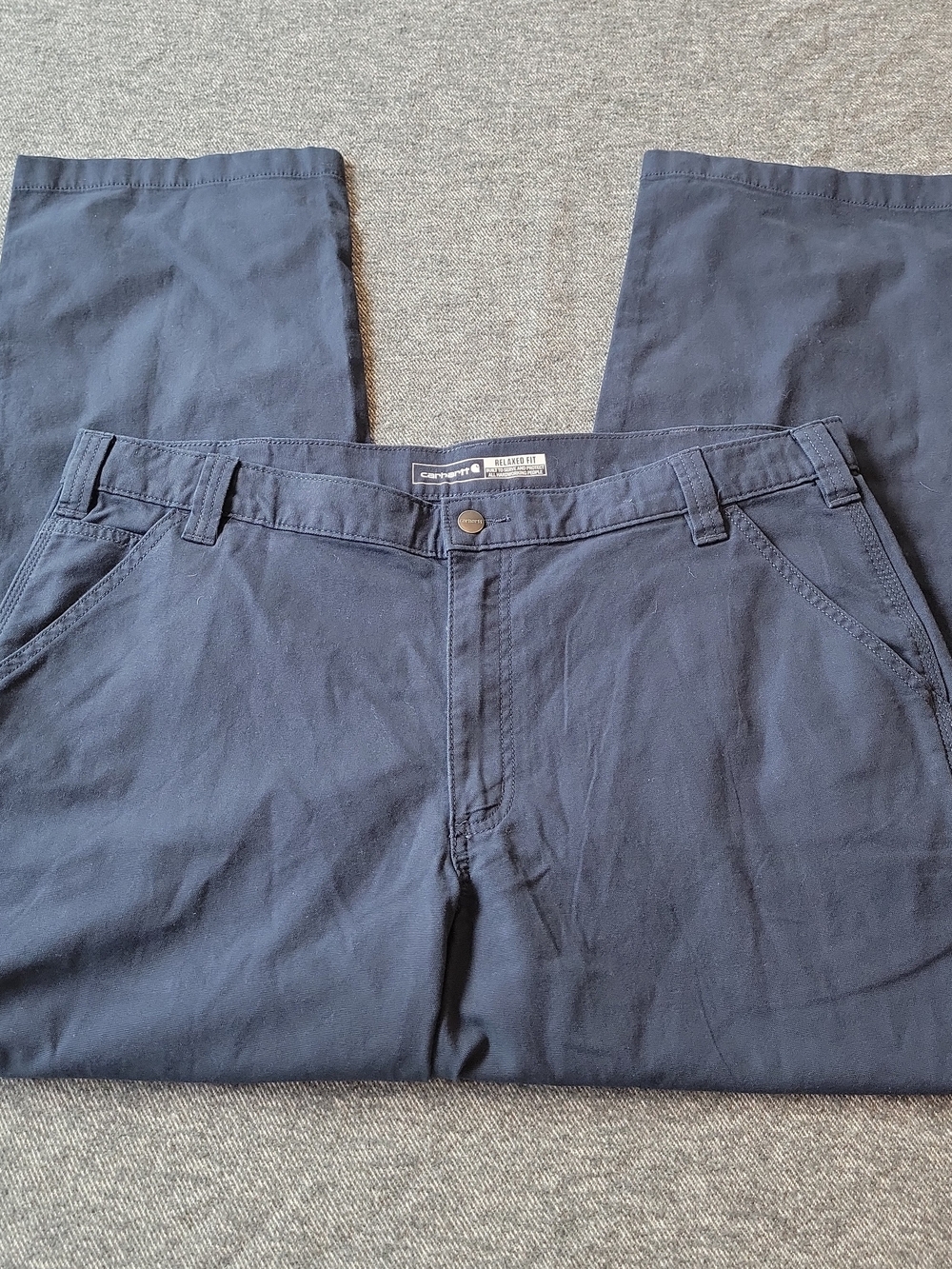 Carhartt Work Pants Men's 40x30 Relaxed Fit Rugged Flex Navy Canvas BN2291-M
